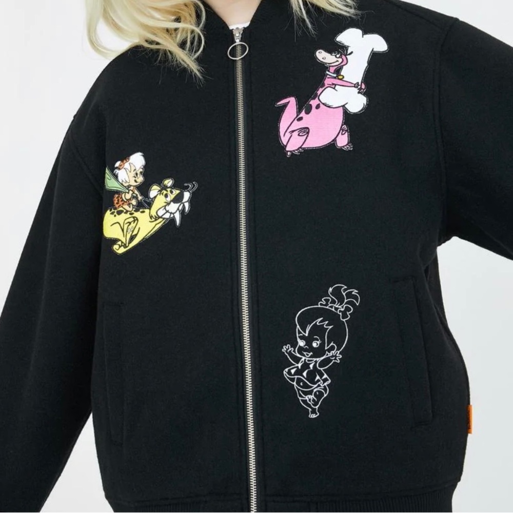 Lazy Oaf X Flintstones Characters Bomber Jacket